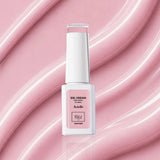 Flacon du vernis semi-permanent vegan 1944 Paris Arielle NGV289 présenté sur un fond rose brillant.
