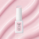 Flacon de vernis semi-permanent Gel Vegan 1944 Paris Aurélia 7 ml sur fond rose brillant.