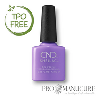 Flacon de vernis semi-permanent CND Shellac Artisan Bazaar, teinte violet vif et crémeux, format 7,3ml, formule sans TPO.