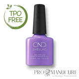 Flacon de vernis semi-permanent CND Shellac Artisan Bazaar, teinte violet vif et crémeux, format 7,3ml, formule sans TPO.