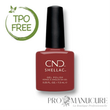 Flacon de vernis semi-permanent CND Shellac Books & Beaujolais, teinte bordeaux profond et riche, format 7,3ml, formule sans TPO.
