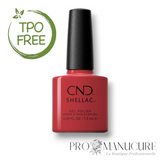 Flacon de vernis semi-permanent CND Shellac Love Letter, teinte rouge romantique classique, format 7,3ml, formule sans TPO.