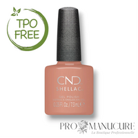 Flacon de vernis semi-permanent CND Shellac Satin Pajamas, couleur taupe neutre et chaleureux, format 7,3ml, formule sans TPO.