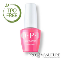 Flacon de vernis semi-permanent OPI GelColor Dopa-mani avec logo TPO Free, nuance rose scintillant pour manucure professionnelle.