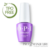 Flacon de vernis semi-permanent OPI GelColor Glowin' on Vacay avec macaron TPO Free, nuance violet améthyste crème, chez ProManucure.