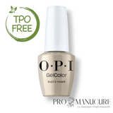 Flacon de vernis semi-permanent OPI GelColor Suzi’s Pager, teinte greige (gris-beige) neutre, flacon 15ml formule sans TPO.