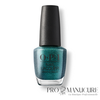 Flacon de vernis à ongles OPI Yuletide Sweetings!, teinte vert émeraude scintillant, collection Good Enough to Treat.