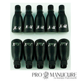 Lot de 10 pinces de dépose noires réutilisables pour retrait de vernis semi-permanent et faux ongles.