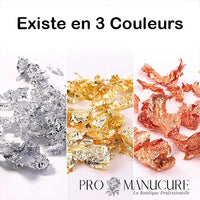 ProManucure-Aluminium-Foil-Papier-NailArt-Couleur-Dorée-Argent-Cuivre-10g