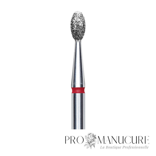 Zoom embout diamant Staleks FA130R025/5 forme olive grain doux pour manucure russe combinée sécurisée zones péri-unguéales