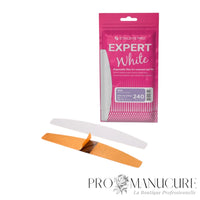 Recharges limes croissant Staleks Pro Expert DFE-42-240W blanc grain 240 lot de 50 pour polissage finition ongles avant pose gel semi-permanent