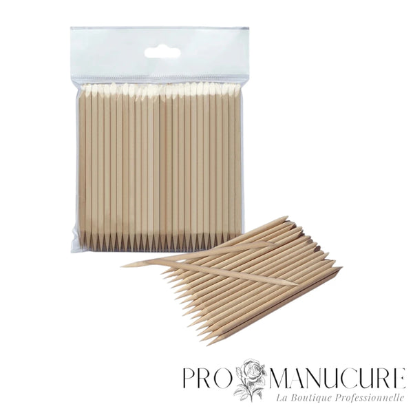 Zoom bâtonnets de buis Staleks DOS-30/100 double extrémité pointue et biseautée affûtées pour repoussage cuticules application produits et nail art