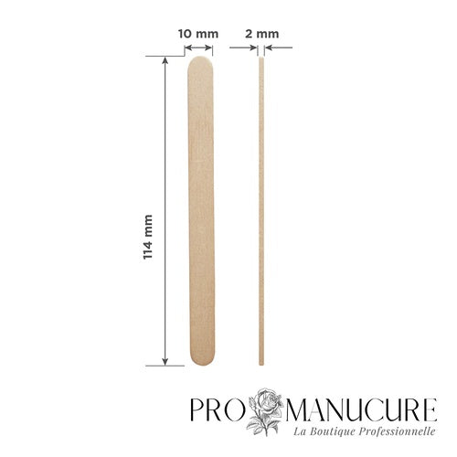 Zoom spatule bois naturel poncé Staleks DSW-30 114x10mm usage unique pour épilation salon de beauté