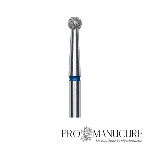 Zoom embout boule diamanté bleu Staleks FA01B027 tige inox 2,7 mm pour ptérygium et replis latéraux de l'ongle