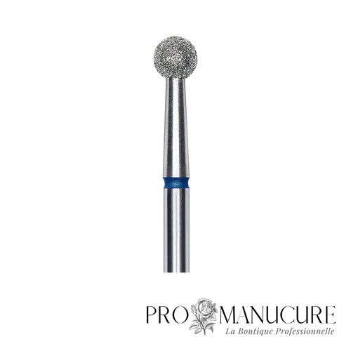 Zoom embout boule diamanté bleu Staleks FA01B040 tige inox 4 mm pour ptérygium et replis latéraux de l'ongle