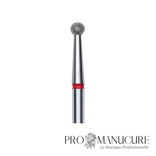 Zoom embout boule diamanté rouge Staleks FA01R027 tige inox 2,7 mm pour ptérygium et traitement délicat de la peau
