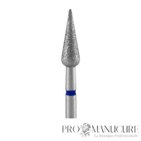 Zoom embout diamanté Staleks Pro FA100B040/12 grain moyen bleu avec pictogramme diamond et code couleur abrasif pour manucure pédicure