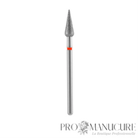 Embout diamant Staleks Pro FA100R040/12 forme poire flamme bague rouge grain fin diamètre 4 mm pour ponceuse à ongles professionnelle