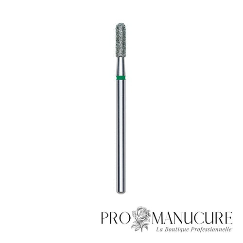 Embout diamant Staleks Pro Expert FA30G023/8 cylindre arrondi rounded cylinder bague verte grain dur diamètre 2,3 mm partie active 8 mm pour dépose précise zones étroites petits ongles