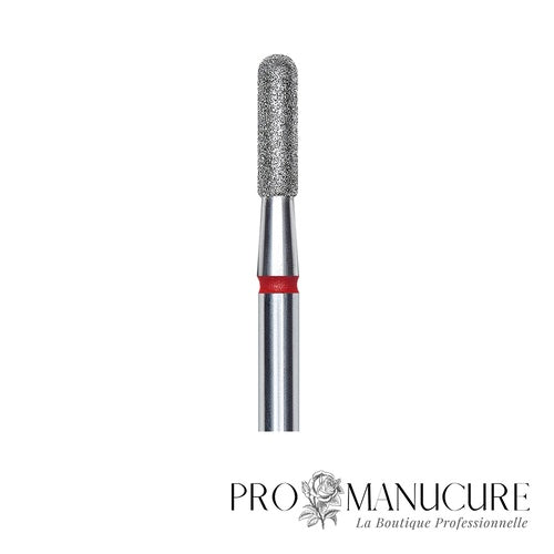 Zoom embout diamant Staleks FA30R023/8 forme cylindre extrémité arrondie sécurisée grain doux pour travail sillons latéraux retrait ptérygion délicat et manucure russe combinée clientes sensibles