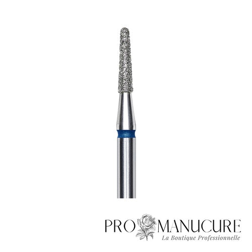 Zoom embout diamant Staleks FA70B018/8 forme frustum sommet plat côtés inclinés pour retrait ptérygion mise en forme bord libre et polissage surface naturelle artificielle péri-unguéale