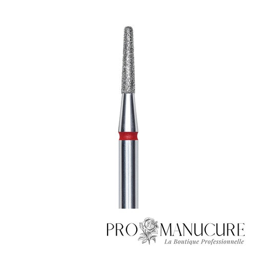 Zoom embout diamant Staleks FA70R018/8 forme frustum sommet plat côtés inclinés grain doux pour retrait précautionneux ptérygion polissage doux avant extension et mise en forme délicate bord libre
