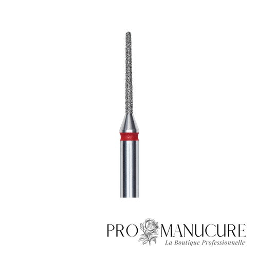Zoom embout diamant Staleks FA80B010/10 forme needle ultra-effilée pour traitement sillons latéraux profonds mise en forme bord libre intérieur et correction extensions précision millimétrique
