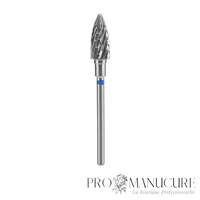 Embout carbure Staleks Pro FT110B060/14 forme pomme de pin bague bleue grain moyen diamètre 6 mm pour ponceuse à ongles professionnelle