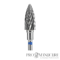 Zoom embout carbure tungstène Staleks Pro FT110B060/14 pine cone bleu pour dépose gel acrylique et correction ongles artificiels