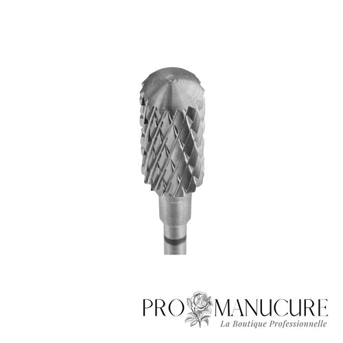 Zoom embout carbure Staleks FT31B060/14 forme cylindre extrémité arrondie sécurisée pour nettoyage dessous ongle correction ongles artificiels et travail sécurisé près lit unguéal