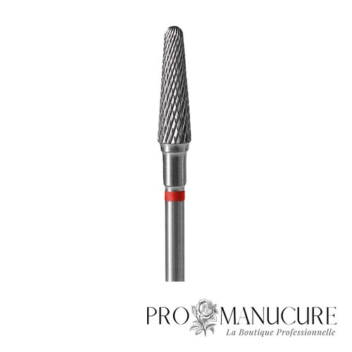 Zoom embout carbure Staleks FT70R040/13 forme frustum sommet plat côtés inclinés grain doux pour travail sécurisé décollements et finition douce ongles sensibles