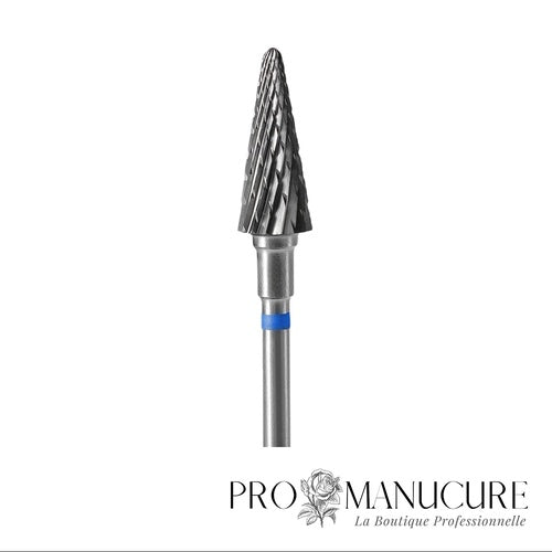 Zoom embout carbure Staleks FT71B060/14 forme cone polyvalent pour travail décollements sillons latéraux et traitement callosités modérées talons plante pied