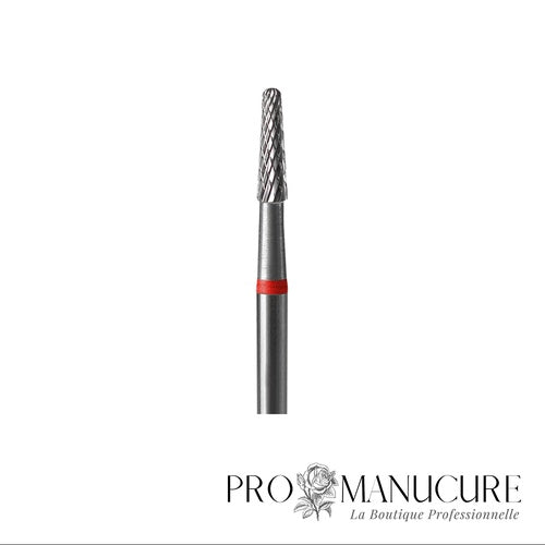 Zoom embout carbure Staleks FT71R023/8 forme cone fin court pour raffinage gel près cuticules travail décollements sillons étroits et petits ongles précision sécurité