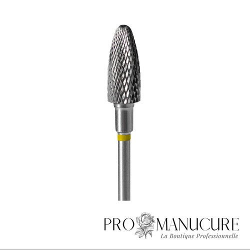 Zoom embout carbure Staleks FT90Y060/14 forme corn hachures croisées ultra-fines superfine crosscut pour travail délicat ongles fins et finition manucure hardware débutantes