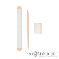 Zoom contenu kit NFS-30 Staleks lime PapmAm bois buff double grain et bâtonnet de buis 110mm pour manucure hygiénique individuelle