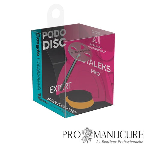 Pack - Disque pédicure Pododisc allongé Staleks Pro Expert PDLset-15 taille S 15mm acier inoxydable tige 37mm avec limes jetables 180 grit