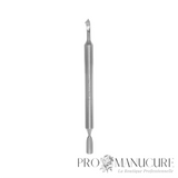 Repousse-cuticule creux double embout Staleks Pro Expert 100 Type 4.2 PE-100/4.2 acier inox AISI 304 manche creux léger repousse arrondi lame courbée manucure