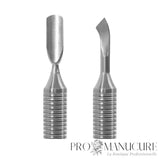 Zoom manche creux grand diamètre et double embout PE-100/4.2 Staleks Expert 100 repousse arrondi et lame courbée pour cuticule ptérygium professionnel