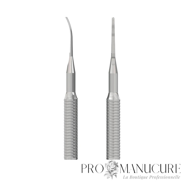 Zoom double embout lime fine droite et lime coudée PE-60/4 Staleks Expert 60 manche cannelé pour ongle incarné sillon latéral pédicure médicale