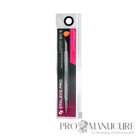 Pack - Pousseur manucure Staleks Pro Expert 90 Type 5 PE-90/5 double embout pousseur biseauté et droit rectangulaire acier inoxydable manche cannelé pour manucure pédicure professionnelle