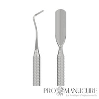 Zoom curette courbée et pusher arrondi Staleks PP-20/1 acier inoxydable manche cannelé pour traitement ongles incarnés et ptérygium