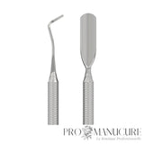 Zoom curette courbée et pusher arrondi Staleks PP-20/1 acier inoxydable manche cannelé pour traitement ongles incarnés et ptérygium