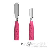 Zoom pousseur Staleks PQ-10/1 acier inoxydable AISI 420 affûtage manuel wide rounded pusher et narrow rounded pusher pour tous types d'ongles