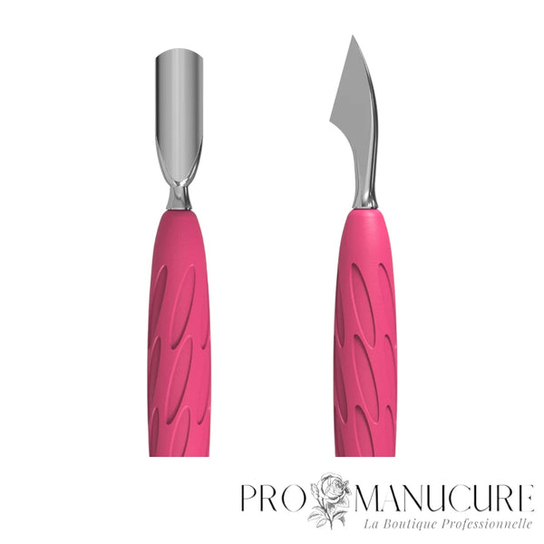 Zoom pousseur Staleks PQ-10/3 acier inoxydable AISI 420 affûtage manuel narrow rounded pusher et hatchet pour manucure russe nettoyage plaque unguéale