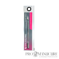 Pack - Repousse-cuticule double embout Staleks Pro Smart 51 Type 2 PS-51/2 acier inoxydable repousse rectangulaire et hachette double tranchant manucure pédicure