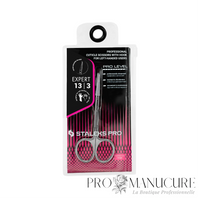 Pack - Ciseaux cuticules Staleks Pro Expert 13 Type 3 SE-13/3 spécial gauchères pointe en crochet brevetée lame 21 mm acier inoxydable pour manucure professionnelle