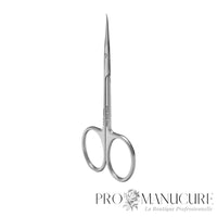 Zoom ciseaux Staleks SE-13/3 design gauchère technologie hook-tip courbure brevetée pour coupe précise cuticule et travail des sinus latéraux