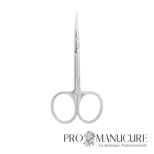 Ciseaux à cuticules Premium Staleks Pro Exclusive 22 Type 1 SX-22/1m Magnolia gravé manches allongés lame 24 mm pointes étroites acier AISI 440 pour manucure professionnelle haut de gamme