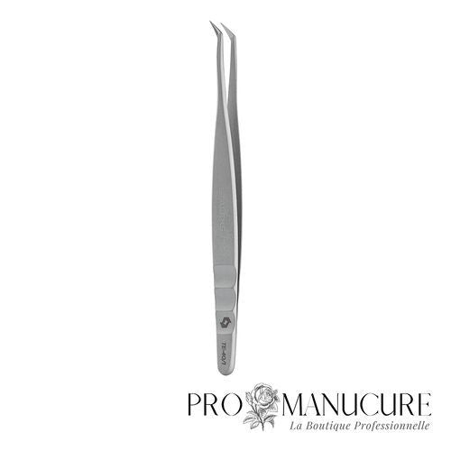 Pince à cils Staleks Pro Expert 40 Type 1 TE-40/1 Curved L-Shaped angle 50° longueur 110 mm acier 40X13 traité sous vide pour extension cils volume russe professionnel