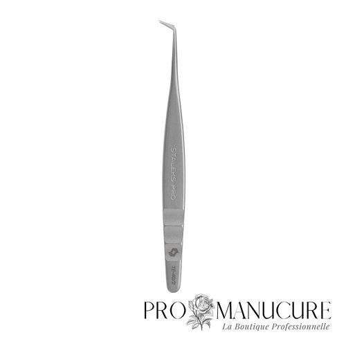 Pince à cils Staleks Pro Expert 40 Type 2 TE-40/2 L-shaped angle 70° longueur 125 mm acier 40X13 médical dureté 49-53 HRC pour extension cils volume russe 2D 3D 4D professionnelle